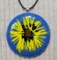 Abstract Sunflower Fused Glass Necklace with Sterling Silver Bail and Adjustable Length Leather Cord product 1